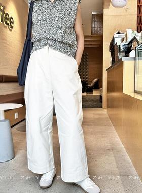 VERSO秋简约直筒茧形牛仔裤 小个子韩系极简风通勤白色九分裤
