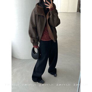 SOI 加厚立领机车风皮衣夹克SA4D2520 SR冬环保皮皮毛一体外套