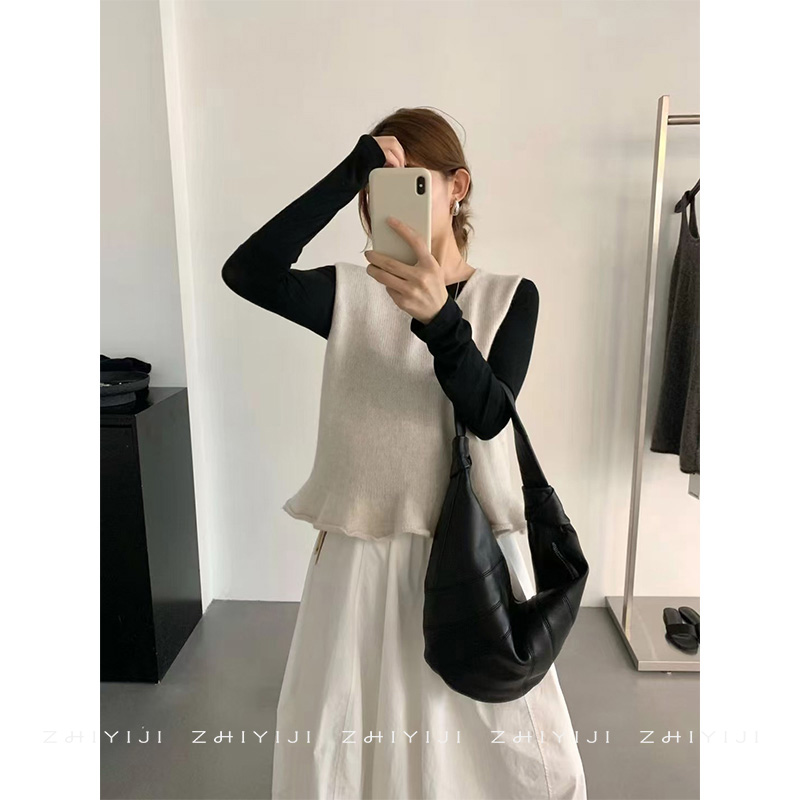 韩系叠穿通勤针织背心毛衣马甲
