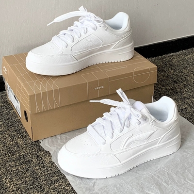 李宁板鞋男款小白鞋2025冬季新款皮面潮流情侣空军一号休闲运动鞋