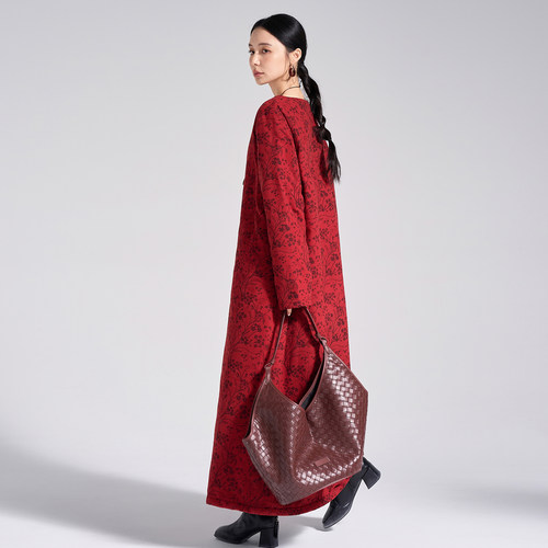 高级红国风棉服袍子秋冬