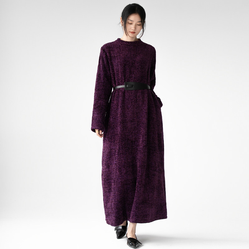 时尚长裙雪尼尔纯色原创