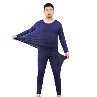 猫人加肥加大莫代尔男士套装特大350斤能穿秋衣秋裤夏季薄款打底