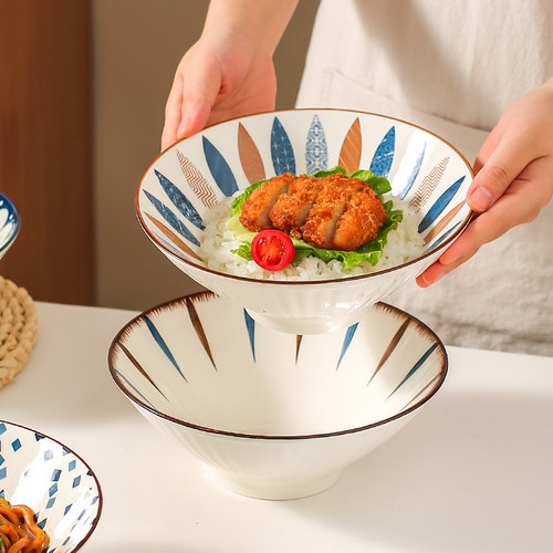 川岛屋日式拉面碗家用大号斗笠碗