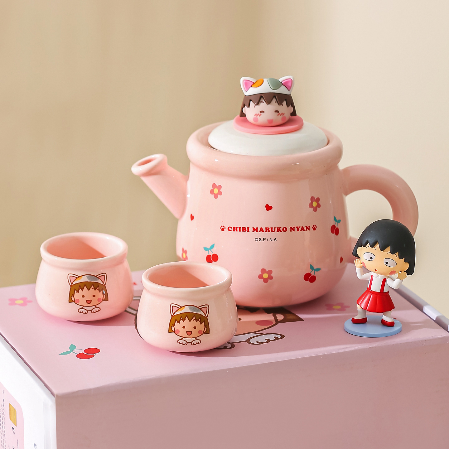 川岛屋樱桃小丸子茶壶泡茶家用陶瓷杯子套装新婚乔迁生日礼物女生
