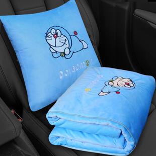 汽车抱枕被子两用加厚午睡毛绒靠枕哆啦A梦车载空调被折叠二合一