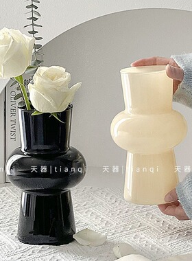 ins风高级感简灯笼中古玻璃花瓶水培鲜花插花瓶桌面装饰家居摆件