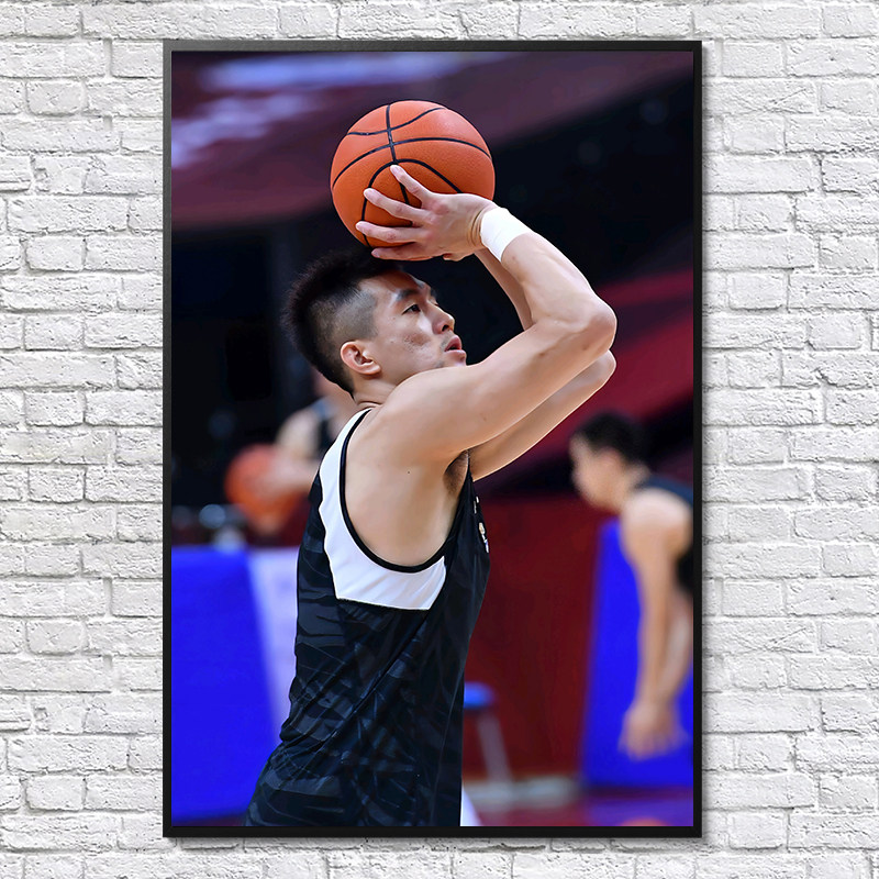 郭艾伦海报 篮球明星球星cba体育运动员贴图壁纸简约相框装饰挂画
