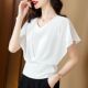 收腰遮肚新款 蝙蝠袖 洋气上衣女 新款 薄款 上衣雪纺女士t恤短袖 夏季
