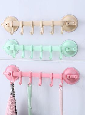 锁扣式吸盘6连钩 厨房卫生间浴室墙壁排钩免钉无痕多用六连挂钩
