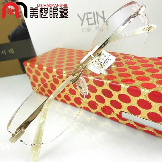 韩国无框镶钻切边近视眼镜