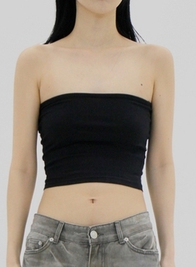 莫代尔黑色抹胸一片式打底内搭防走光遮胸裹胸无肩带露脐内衣女夏