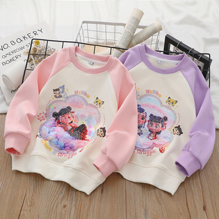 變圖案亮片變色女孩衣服套裝 哪吒兒童服裝 女童衛(wèi)衣春秋季 2025新款