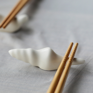 皆欢喜|手工陶瓷海螺筷托架创意精致小摆件景德镇枕家用筷子支架