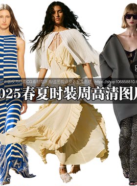 春夏纽约时装周高清图片素材时尚礼服女装设计模特走秀摄影参考14