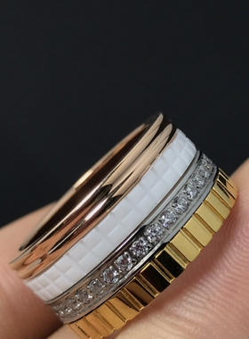 宝家高档时尚戒指高仿真时来运转戒指黑圈白圈情侣转动情侣戒指