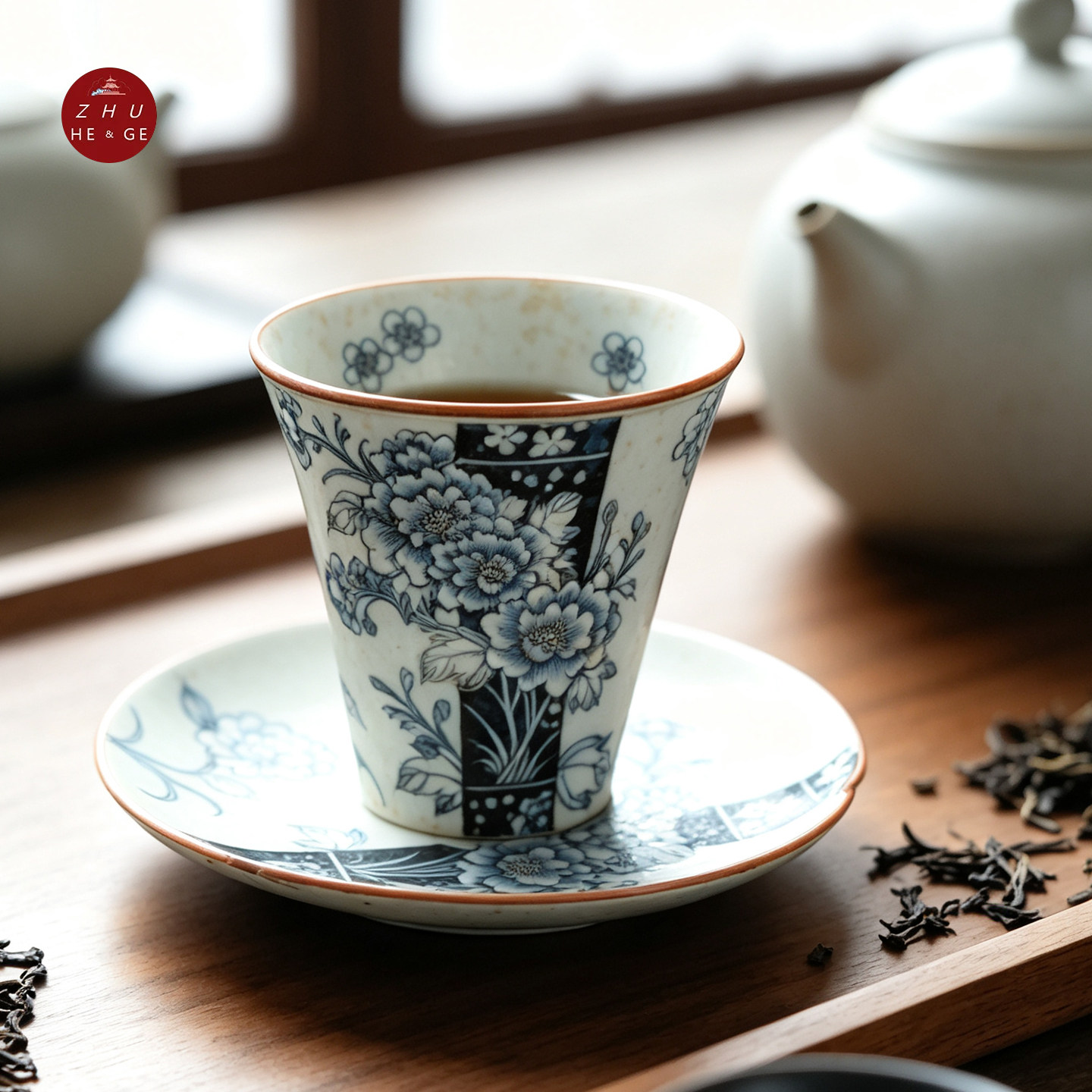 景德镇手绘青花瓷复古功夫茶杯