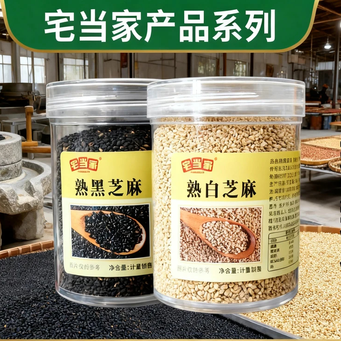 炒熟白芝麻熟黑芝麻颗粒饱满黑白芝麻细选免洗干净带皮无沙炒制