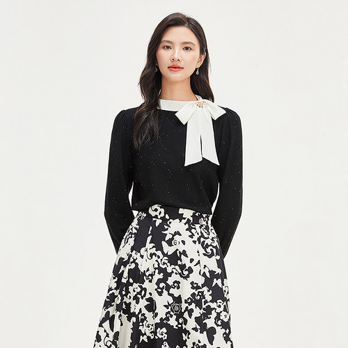 珂莱同款26春法式闪葱羊毛针织衫