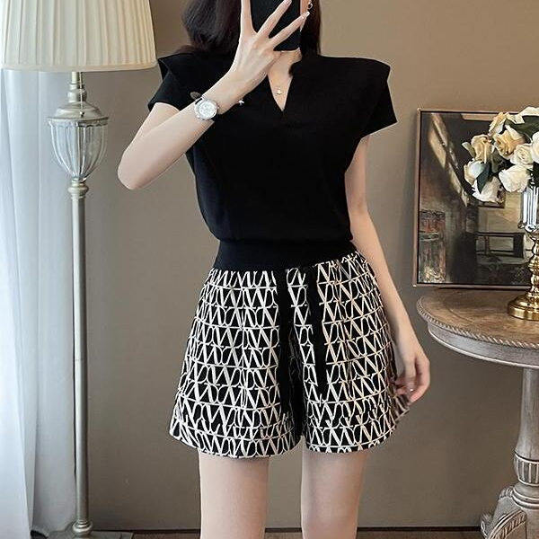 商场同款2026春季新款休闲运动两件套格纹短袖T恤高腰短裤上衣女,女装/女士精品,休闲运动套装,淘宝优惠券,粉丝福利购,淘宝优惠卷