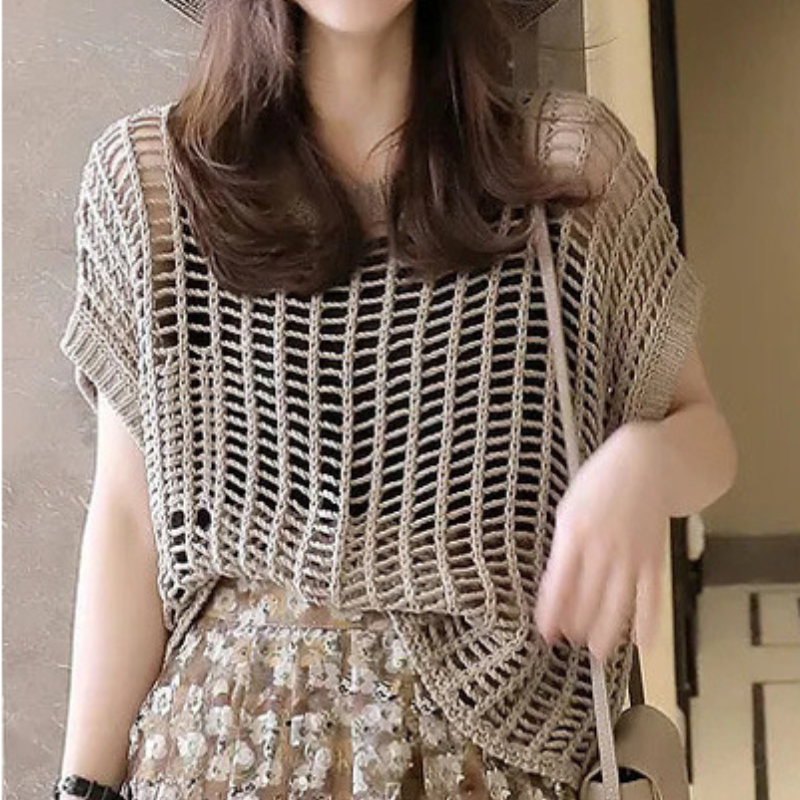 商场同款2026春季新款慵懒风性感镂空粗线针织罩衫时尚女百搭上衣,女装/女士精品,毛针织衫,淘宝优惠券,粉丝福利购,淘宝优惠卷