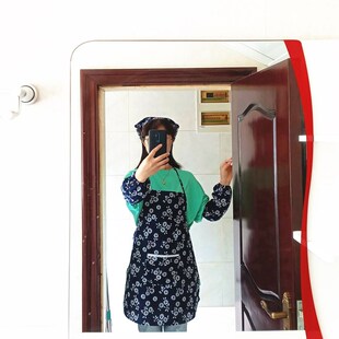 舞蹈围裙民族风蓝印花布小碎花围裙农家乐围裙演出围兜成人采茶舞