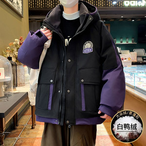 13岁男孩羽绒服15初中学生冬季14潮流防寒服16大童白鸭绒加厚外套