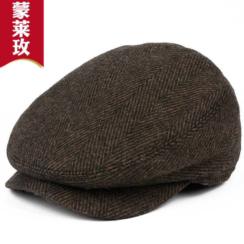秋冬休闲英伦男士羊毛混纺鸭舌帽