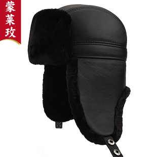 冬季保暖真皮帽子男士中老年人爸爸雷锋帽东北老头加厚护耳爷爷帽