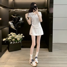 极简风运动风韩版短袖小标刺绣T恤女夏季显瘦休闲百搭ins套装
