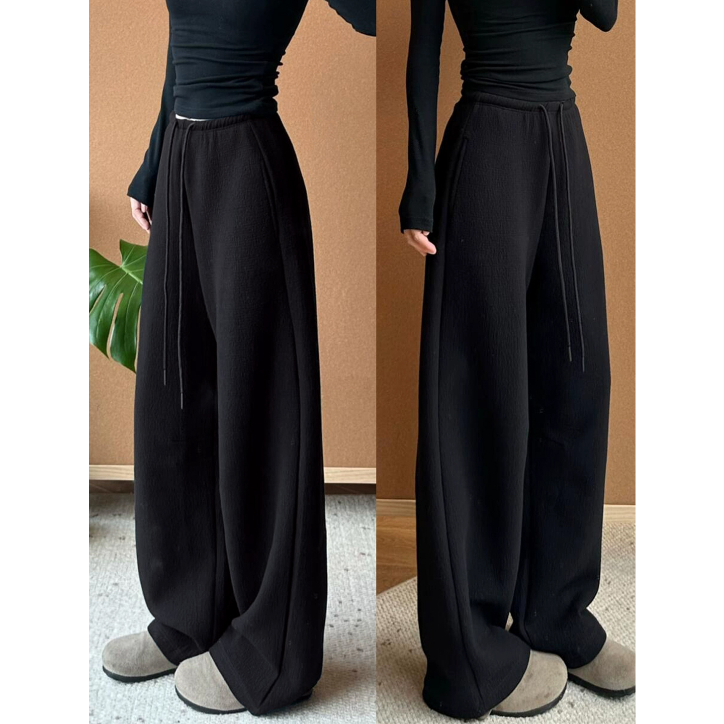 黑色香蕉裤女冬2025新款韩版休闲