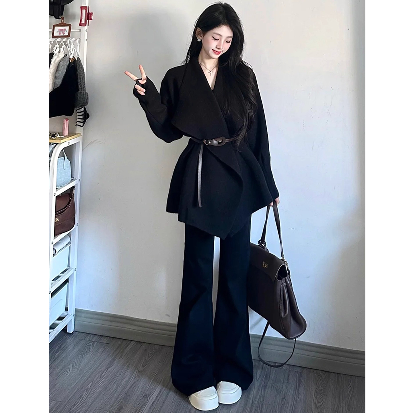 黑色裤子女小个子显瘦2025秋新款
