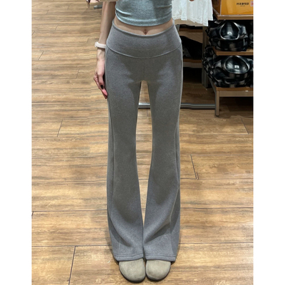 灰色微喇卫裤女2025秋冬新款直筒