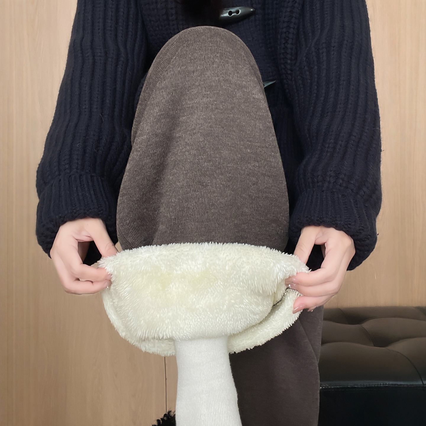 棕咖色糯米裤女加厚2025新款秋冬