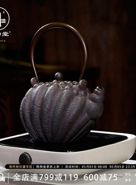 三勤堂珍珠蚌铁壶 铸铁无涂层手工烧水壶煮水器茶具大铁瓶S28003
