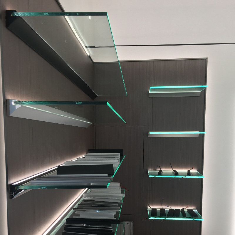 极简铝合金发光玻璃置物架上墙装饰悬空长条形壁挂可置物酒架书架,家装灯饰光源,室内LED灯带,淘宝优惠券,粉丝福利购,淘宝优惠卷