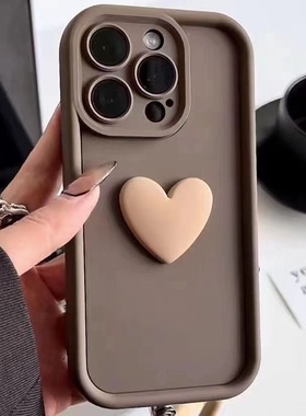 纯色简约小爱心适用苹果16手机壳iPhone15141312女7p8plusXSMAX软