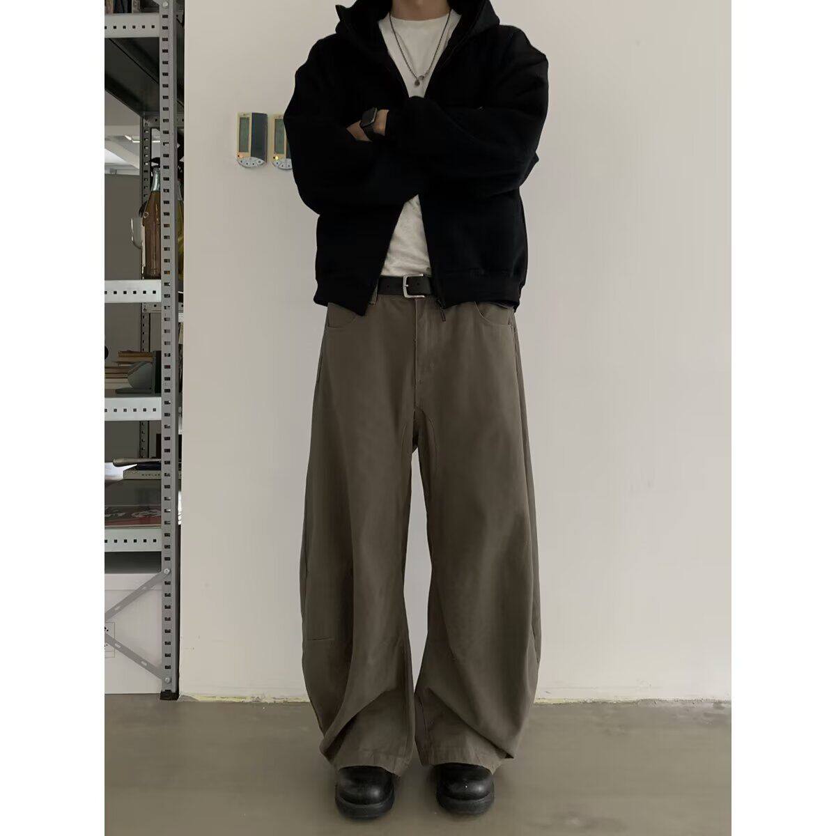 珠帆布弯刀】美拉德做旧显高cleanfit休闲弯刀宽松牛仔裤SR19P55,男装牛仔裤,电商D256-2(原A064-2)
