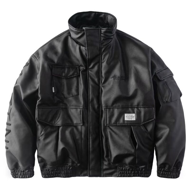春秋痞帅外套男高街潮牌皮衣夹克韩版潮流宽松夹克NB86P65,男装夹克,电商D256-2(原A064-2)