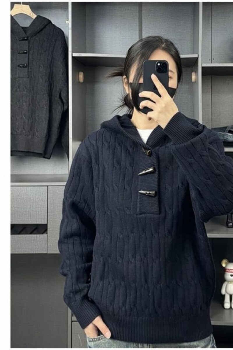 韩系慵懒风连帽麻花针织衫毛衣秋冬内搭休闲套头外套NB269P65,男装针织衫/毛衣,电商D256-2(原A064-2)