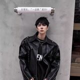 美式高街白色皮衣外套设计小众高级感大码机车服夹克NB258P80，男装夹克，电商D256-2(原A064-2)