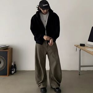 珠帆布弯刀】美拉德做旧显高cleanfit休闲弯刀宽松牛仔裤SR19 P55图片