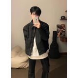 款解构外套男潮高级感黑色行政夹克美式复古棒球服SK24P65，男装夹克，电商D256-2(原A064-2)