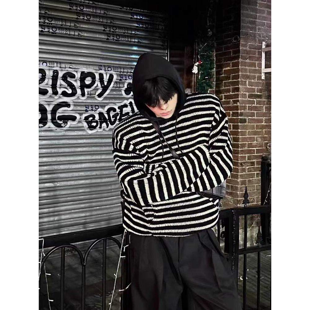 日系vintage毛衣男女秋装慵懒风bf复古软糯套头连帽针织NB294P50,男装针织衫/毛衣,电商D256-2(原A064-2)