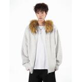 美式复古加厚毛领连帽毛衣外套宽松百搭针织衫保暖上衣NB316p75，男装针织衫/毛衣，电商D256-2(原A064-2)