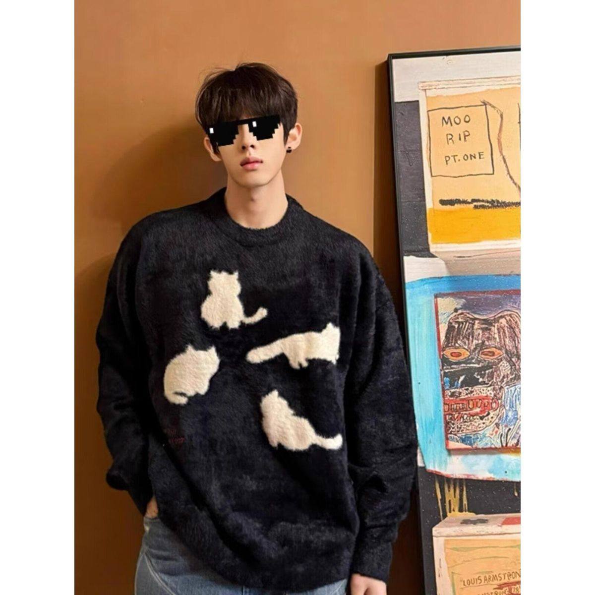 马海毛美式情侣兔子毛衣内搭新款针织运动衫NB287P50特,男装针织衫/毛衣,电商D256-2(原A064-2)