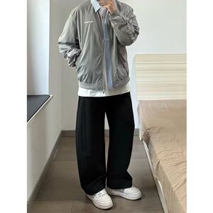 美式刺绣字母飞行员夹克男复古假两件百搭bf棒球服外套ZZS62 P60图片