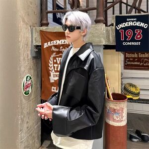 欧美街头潮流宽松机车服皮衣飞行员PU皮夹克外套J689 P70图片