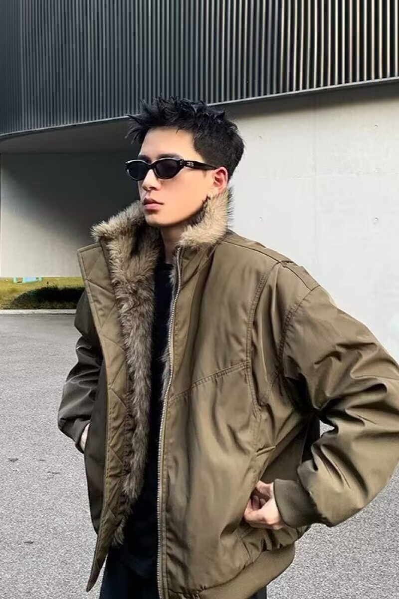 美式复古座山雕毛领结构棉服宽松百搭飞行夹克外套潮NB345P95,男装夹克,电商D256-2(原A064-2)