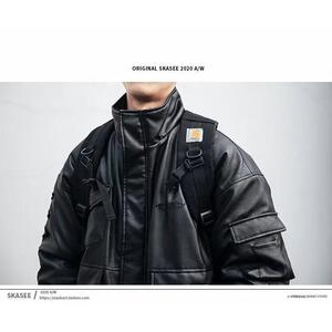 春秋痞帅外套男高街潮牌皮衣夹克韩版潮流宽松夹克NB86 P65图片